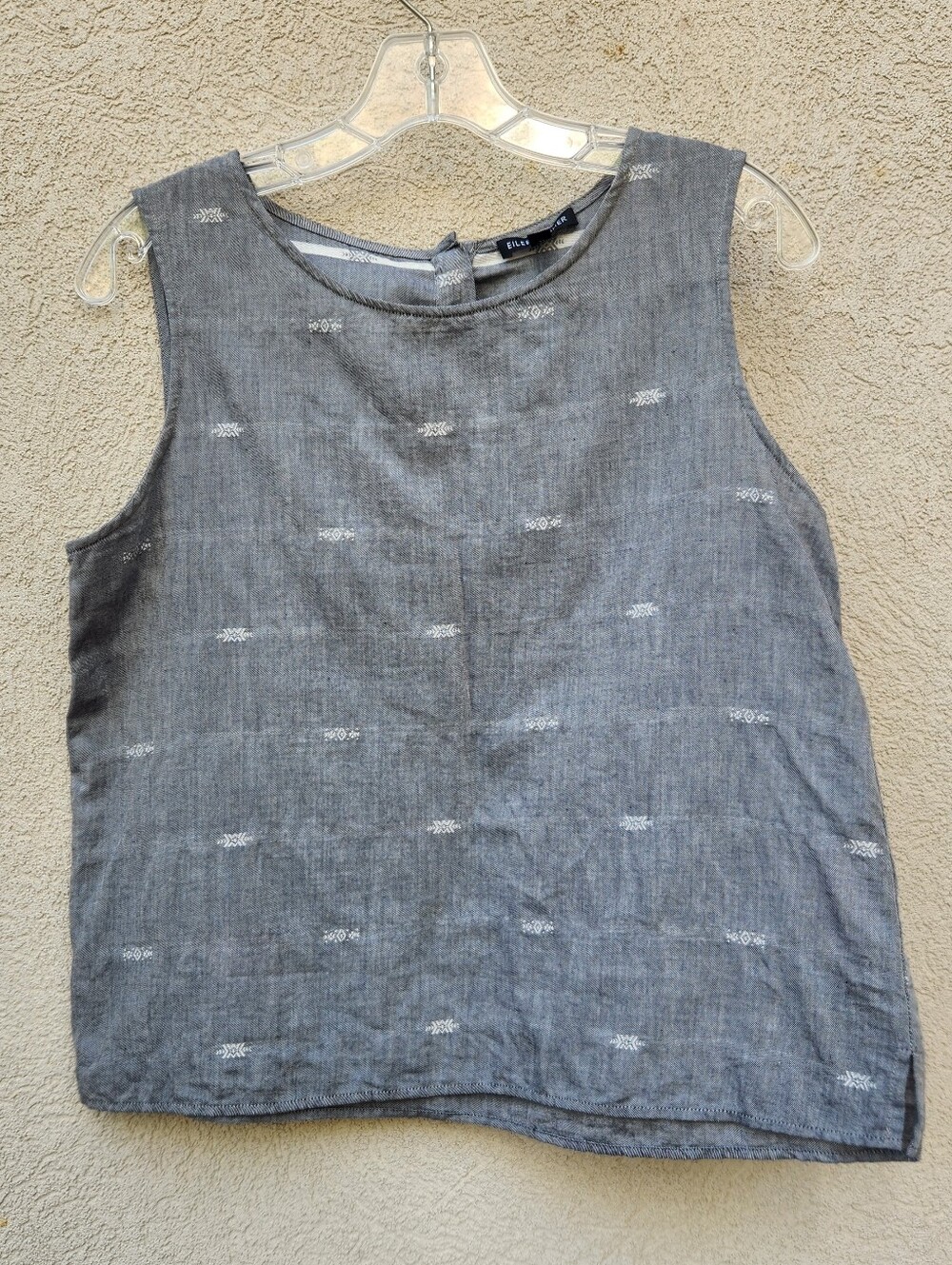 EILEEN FISHER Women's Top Small Blue Gray Organic Cotton Sleeveless
